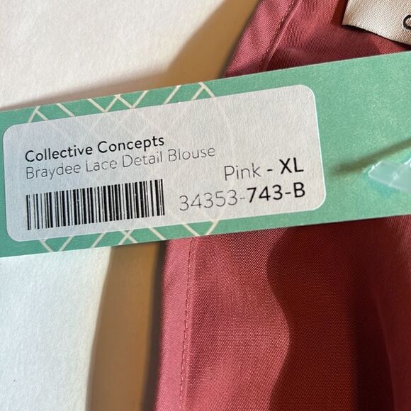 COLLECTIVE CONCEPTS/STITCH FIX Women’s Braydee Lace Detail Blouse Pink Size XL - Picture 13 of 16
